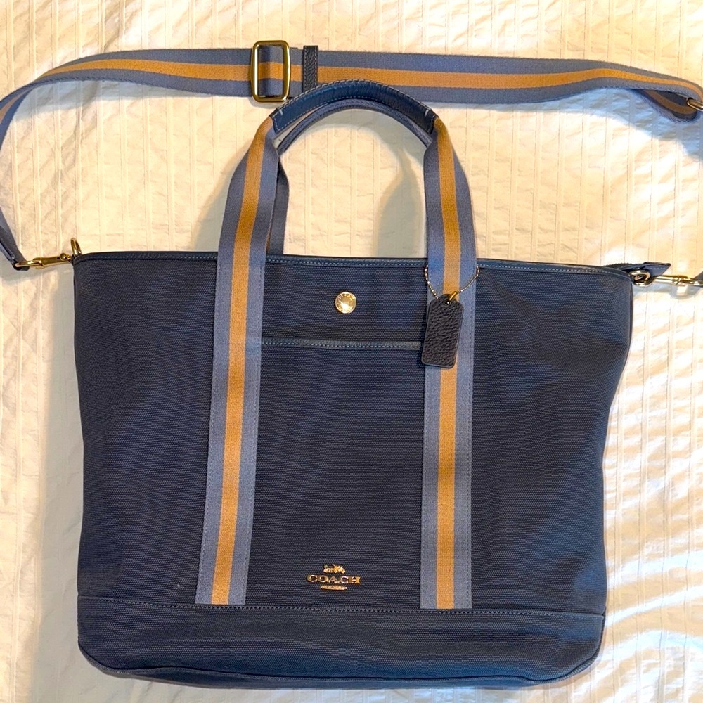 Coach Ellis Weekender Denim Blue Canvas Tote 🥰 - Picture 3 of 8